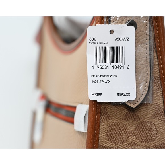 COACH EMERY Crossbody Colorblock Tan Signature Canvas Chalk Leather 686 NWT $395 - Picture 9 of 16
